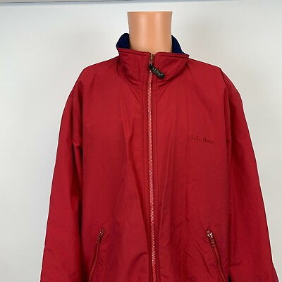 #ad LL Bean Warm Up Jacket Vtg Fleece Line Full Zip Red Size XL $41.99