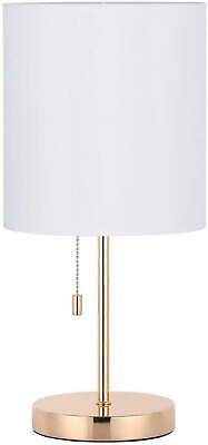 #ad Modern Desk Lamp with Metal Base Fabric Lamp Shade Gold $30.10