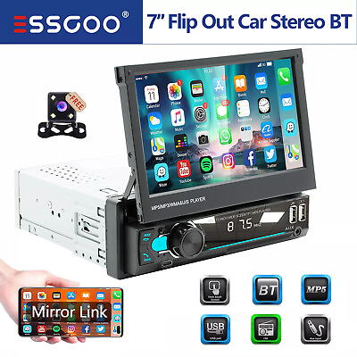 #ad 7quot; Single 1 DIN Flip out Touch Screen Car MP5 Stereo Radio Bluetooth with Camera $76.85
