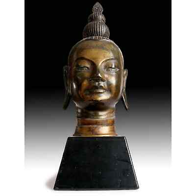#ad Vintage Bronze Siddhartha Gautama Shakyamuni Buddha Head SE Asian Statue 释迦牟尼佛 $1300.00