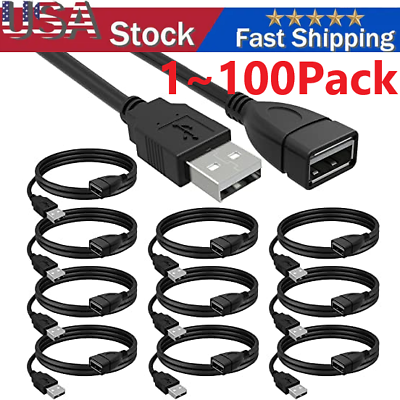 #ad High Speed USB USB Extension Cable USB 2.0 Adapter Extender Cord Male Female LOT $110.24