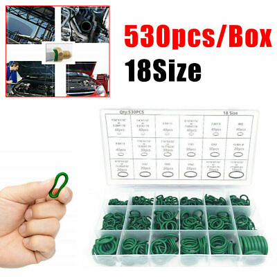 #ad 530Pcs Green Rubber O Ring Washer Seal Assortment Set Kit Gasket HNBR A C System $13.94