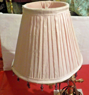 #ad #ad Laura Ashley square bell beaded UNO lamp shade Clip On 8 quot; BASE STANDS 6.5 quot; $12.71