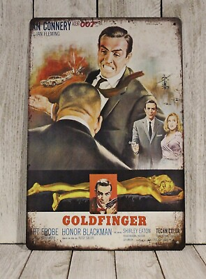 #ad Goldfinger Movie Poster Tin Metal Sign James Bond 007 Sean Connery Vintage Ad XZ $10.97