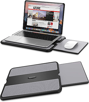 #ad Portable Laptop Lap Desk W Retractable Left Right Mouse Pad Tray Non Slip Heat $42.99