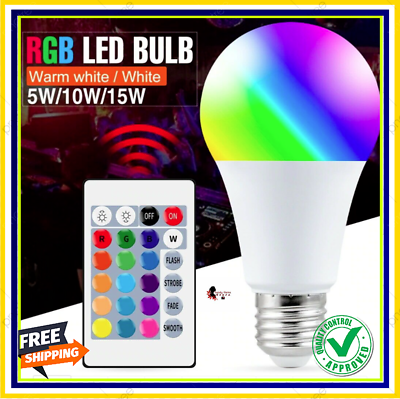 #ad 16 Colors Changing Magic Light E27 RGB LED Lamp Bulb Wireless Remote Control $10.95