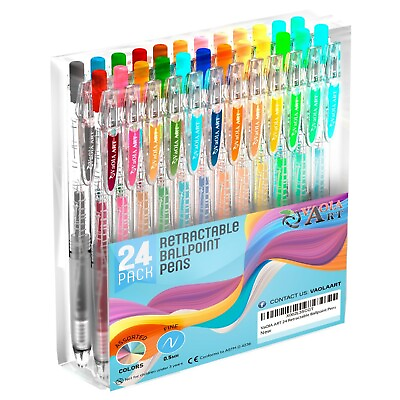 #ad Retractable Gel Pens Colored Pens for Adult Coloring Cute Pen Set 24 Colors $14.99