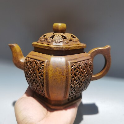 #ad chinese yixing purple clay teapot tea set pot zisha ceramic vintage hollow out $299.99