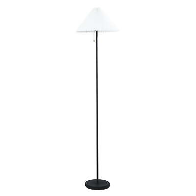 #ad #ad 64quot; Contemporary Matte Black Metal Floor Lamp with Pleated White Lampshade $28.48