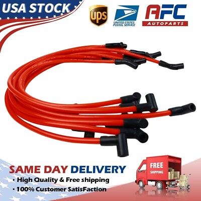 #ad set of 10 For Spark Plug Wires for Ford SB SBF 302 5.0L 5.8L M 12259 C301 red $48.94