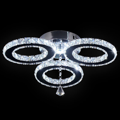 #ad Modern Crystal Flush Mount Ceiling Light LED Chandelier for Bedroom Kitchen $49.99