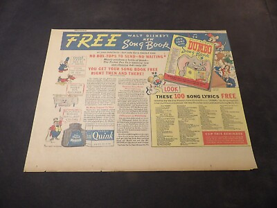 #ad Parker Quink ad Sep 14 1941 1 Half Size Sunday Disney#x27;s Dumbo Song Book $3.00