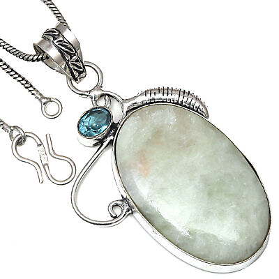 #ad Pendant Amazonite Swiss Blue Gemstone Valentine#x27;Day Gift Silver Jewelry 2.5quot; $7.19