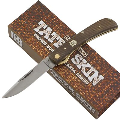 #ad Rough Ryder Small Work Folding Knife Brown Burlap Micarta Handle Tater Skin $18.45