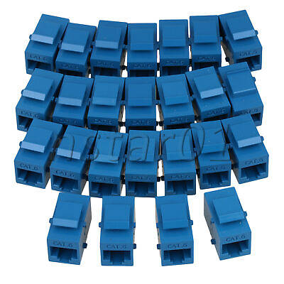 #ad 25PCS Blue Cat6 Inline RJ45 Keystone Wall Coupler Jack Adapter for Voice $16.37