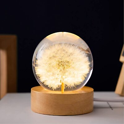 #ad Dandelion Preserved Flower Crystal Ball Bedside Night Light Lamp $22.99