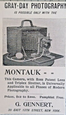 #ad 1896 Antique Camera Vintage Print Ad Montauk Folding Photo Art G. Gennert $17.99