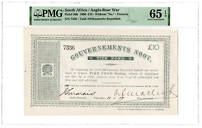 #ad South Africa Government Noot 10 Pounds 1.1900 Pick 56b PMG Gem Unc. 65 EPQ. $358.88