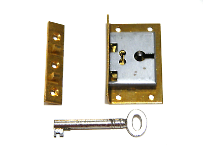 #ad Drawer Door Lock With Key Half Mortise For Chest or Lid Brass and Steel $26.98