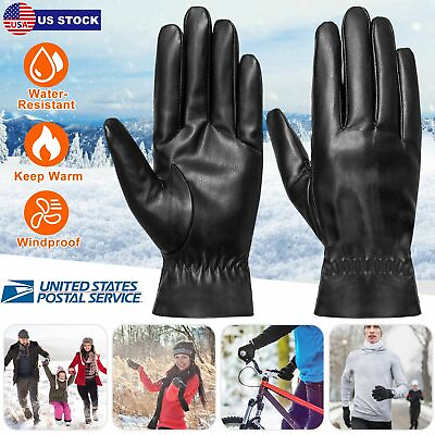 #ad Unisex Leather Winter Warm Gloves Outdoor Windproof Soft Gloves Cycling Skiing $7.07