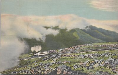 #ad Linen Cog Railway Train Mt Washington White Mountains NH PM 1946 Vintage PC $2.70