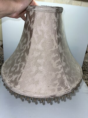 #ad #ad Victorian style Fabric beaded lamp shade accent Beige Brocade lamp shade 10” $30.00