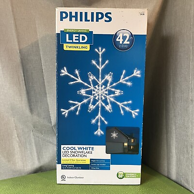 #ad *READ* Huge Philips 42” Hanging LED Snowflake COOL WHITE Twinkling Decoration $49.99