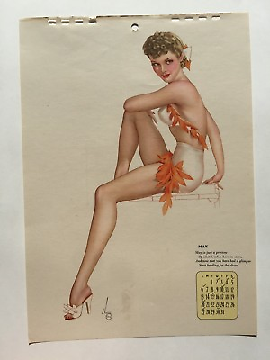 #ad May 1945 Varga Pinup Girl Calendar Page Blonde In Swimsuit C $38.00