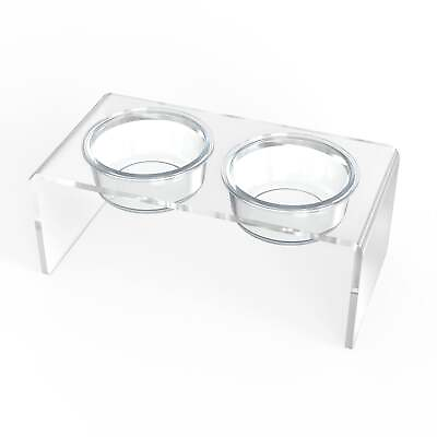 #ad Clearly Loved Pets Modern Acrylic Glass Bowl Feeders Standard Style Double $49.99