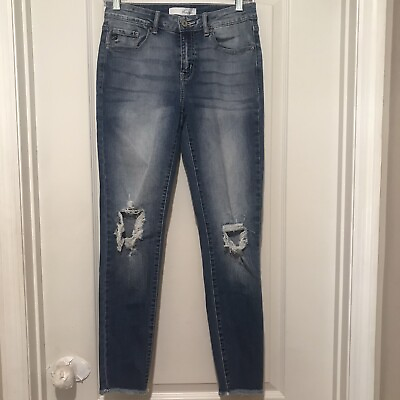 #ad KanCan Estilo Jeans Women#x27;s Size 7 27 Skinny Distressed Mid Rise Cotton Blend $17.95