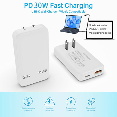 #ad USB C Flat Wall Plug Charger 30W Slim Fast Charging Power Adapter for iPhone US $14.20