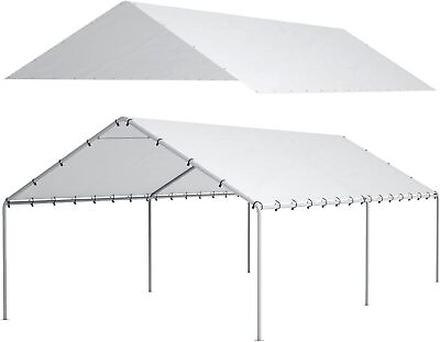 #ad White 10#x27;x20#x27; Carport Canopy Replacement Cover Waterproof amp; UV Protected $132.12