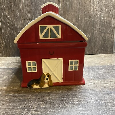 #ad The Pioneer Woman Rustic Red Barn Cookie Jar with Beagle Dog $41.00