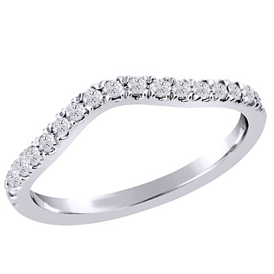 #ad 1 5 Ct Round Diamond Wedding Classic Traditional Curved Band Ring 14K White Gold $453.72