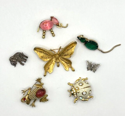 #ad Vntg Lot 7 Animal Insect Figural Brooches Sterling Beau Sterling BSK More JCS $49.99