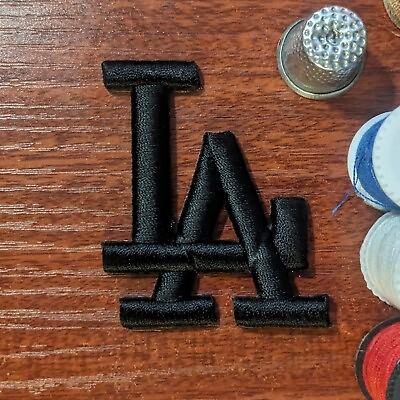 #ad LA Patch Black Los Angeles Dodgers 3D Puffer MLB Embroidered Iron On 2.25x2quot; $5.00