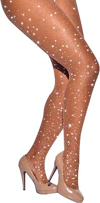 #ad CHRLEISURE Women#x27;s Sparkle Rhinestone Fishnets Sexy Sparkly Glitter Party Conce $39.94