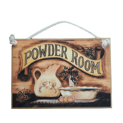 #ad Country Printed Quality Wooden Sign With Hanger Powder Room Bathroom Plaque AU $15.00