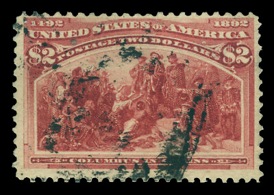 #ad US 1893 COLUMBUS COLUMBIAN Expo. $2.00 red brown Scott 242 used F VF $500.00