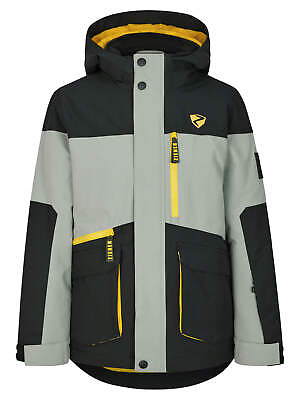 #ad Ziener Children#x27;s Ski Jacket Agonis Aqua Shield Black Grey 349 New $71.52