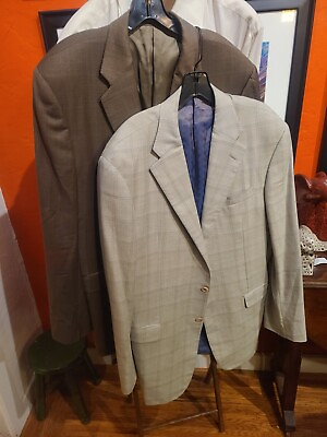 #ad Lot of 2 Bespoke Hickey Freeman Sport Coats Super 130#x27;s Pick Stitched 44 Long $83.99