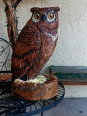 #ad 18quot; Hand Carved wood Owl Sculpture $350.00