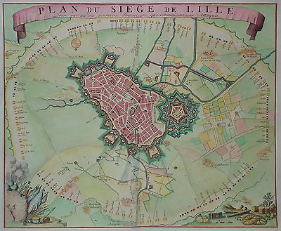 #ad Lille Rare Belagerungsplan From Pieter Van Call Copper Engraving By 1747 $371.75