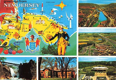 #ad Postcard NJ Map Cartography Princeton The Garden State Bruce Springsteen Home $5.99