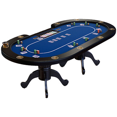 #ad IDS Poker 96quot; Aura Plus Poker Table with Jumbo Cup Holders Blue Felt Dropbox $1639.00