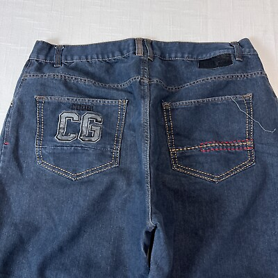 #ad Y2K Coogi Jeans Mens 43x33 Baggy Wide Leg Grunge Skater Hip Hop Vtg Dark Blue $31.99