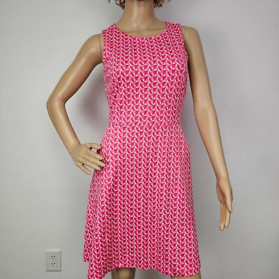 #ad New York amp; Co Pink Cotton Knit Sleeveless Fit amp; Flare Dress Barbiecore Sz Small. $14.99