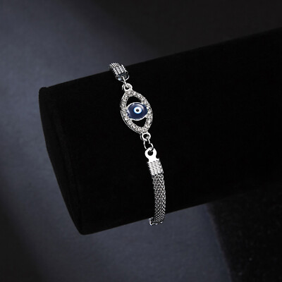 #ad Turkish Hamsa Lucky Evil Eye Bracelet Silver Zircon Bangle Elegant Women Jewelry GBP 1.99