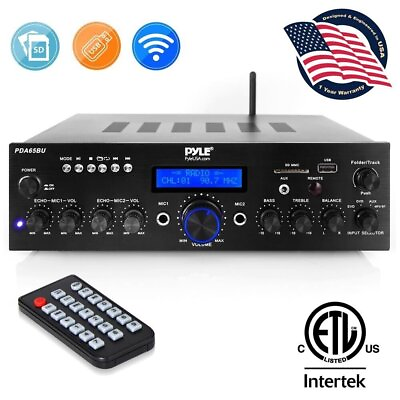 #ad Pyle Bluetooth Stereo Amplifier Receiver MP3 USB SD AUX FM Radio AV Inputs $72.99