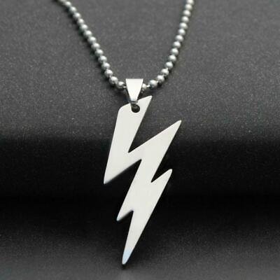 #ad New STAINLESS STEEL LIGHTNING BOLT NECKLACE 316L Metal Pendant Ball Chain $7.88